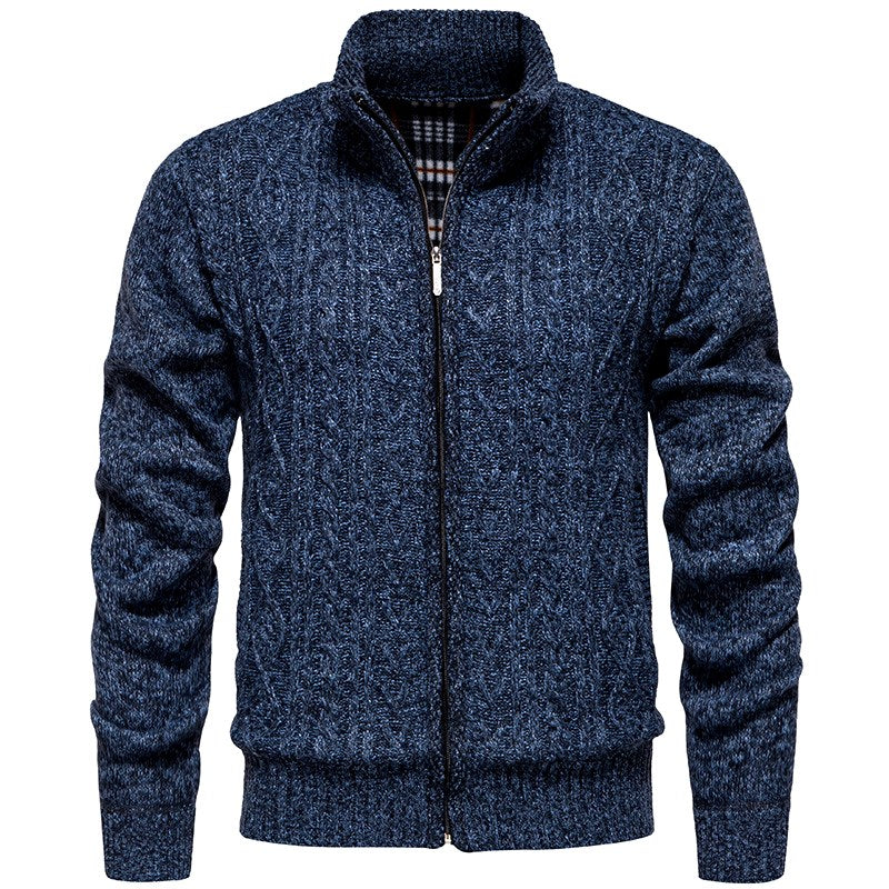 Charlie - Men’s Cable Knit Full-Zip Cardigan with Stand Collar 5