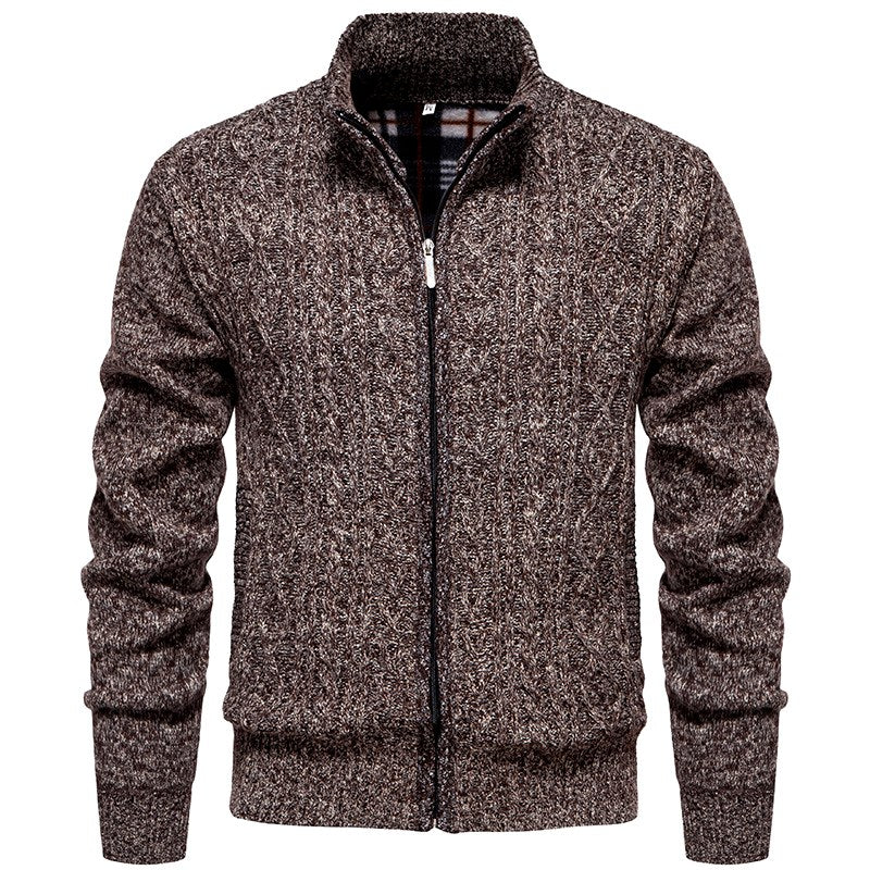 Charlie - Men’s Cable Knit Full-Zip Cardigan with Stand Collar 6
