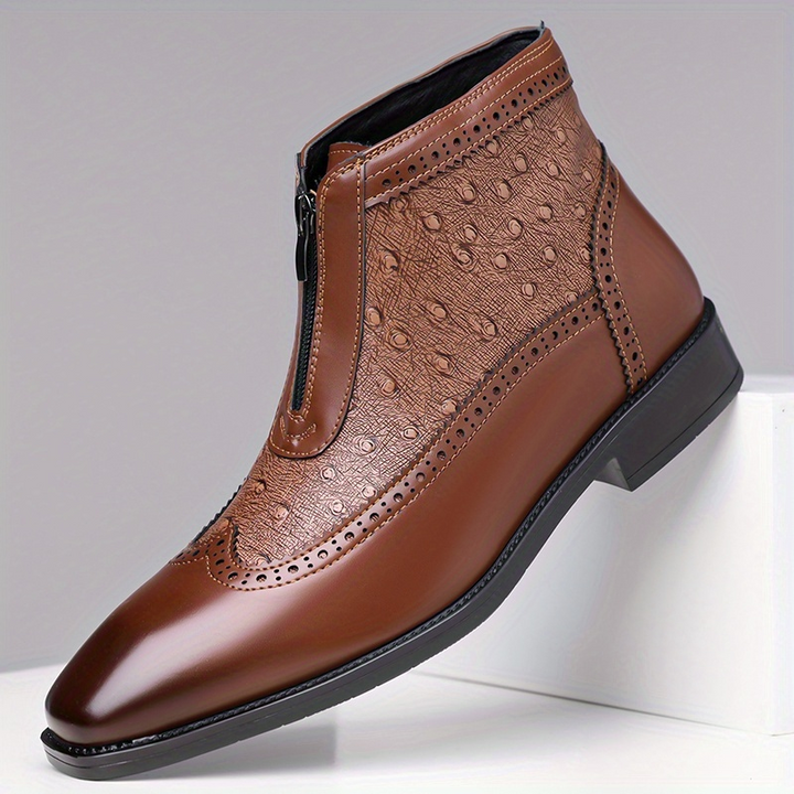 Christoph - Men's Leather Zip Ankle Boots