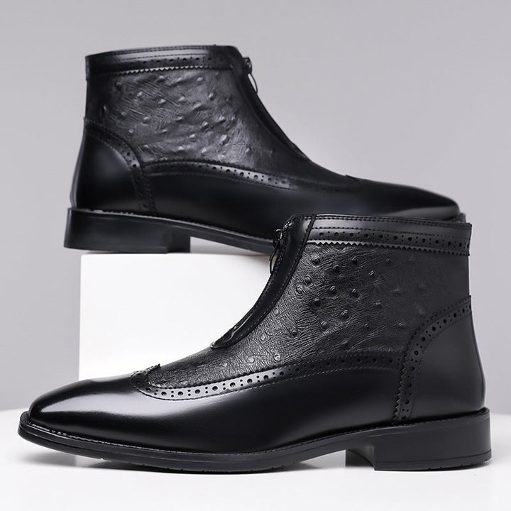 Christoph - Men's Leather Zip Ankle Boots