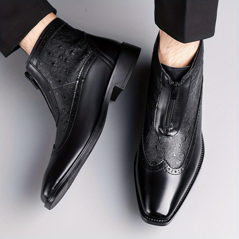 Christoph - Men's Leather Zip Ankle Boots