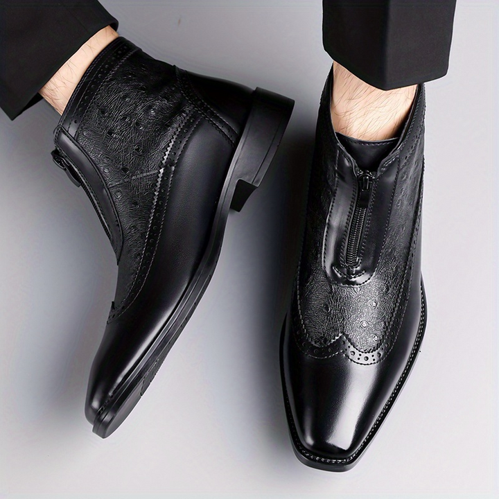 Christoph - Men's Leather Zip Ankle Boots
