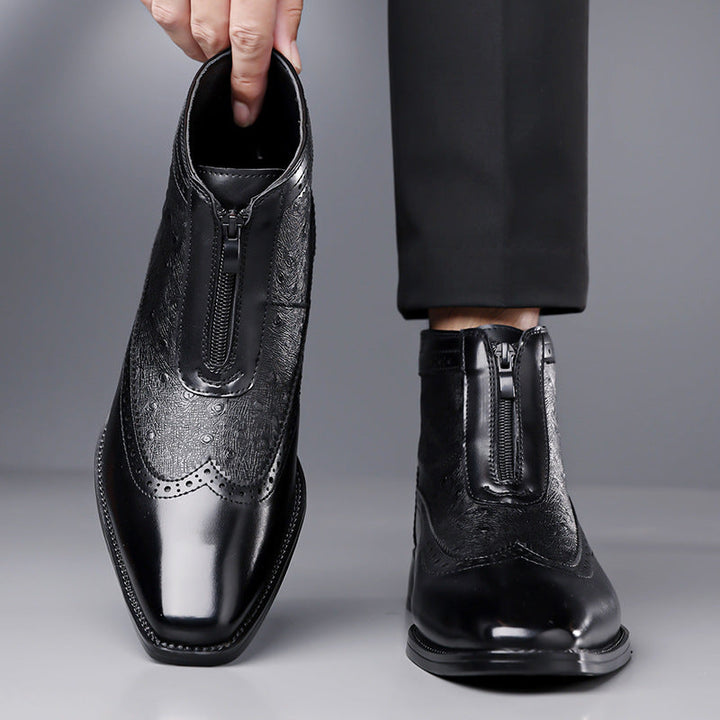 Christoph - Men's Leather Zip Ankle Boots