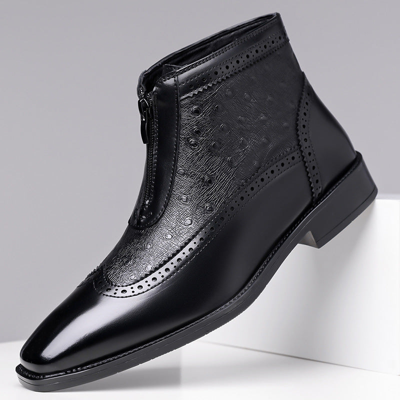 Christoph - Men's Leather Zip Ankle Boots