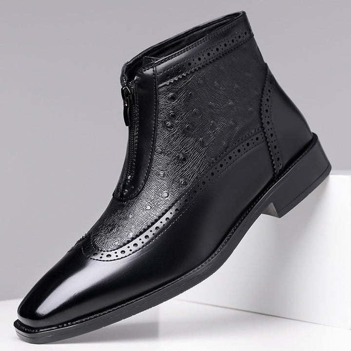 Christoph - Men's Leather Zip Ankle Boots