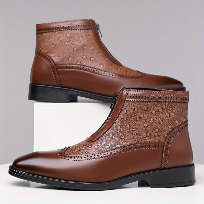 Christoph - Men's Leather Zip Ankle Boots