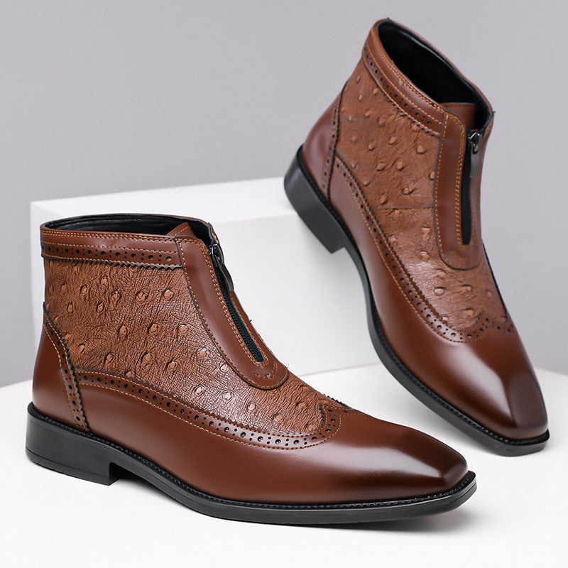 Christoph - Men's Leather Zip Ankle Boots