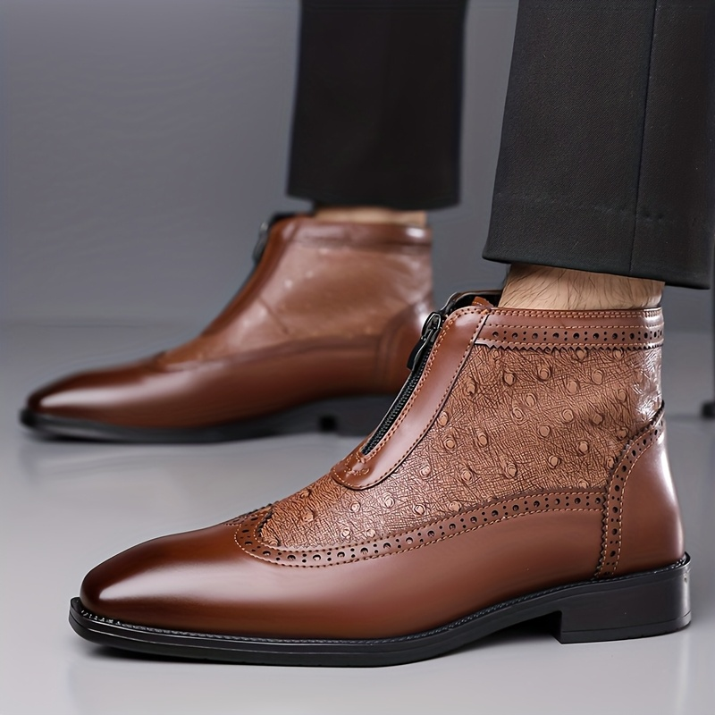 Christoph - Men's Leather Zip Ankle Boots