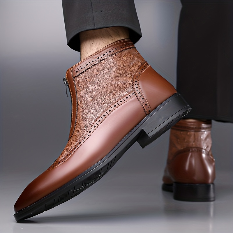 Christoph - Men's Leather Zip Ankle Boots