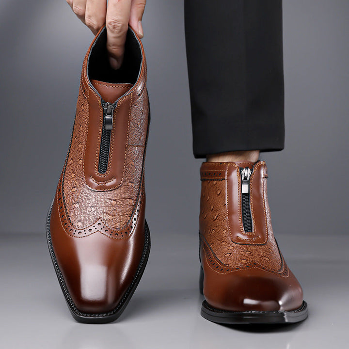 Christoph - Men's Leather Zip Ankle Boots