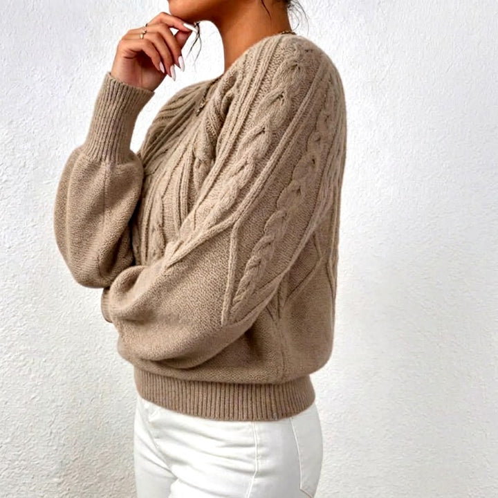 Claire - Women's Cable Knit Crew Neck Sweater 13