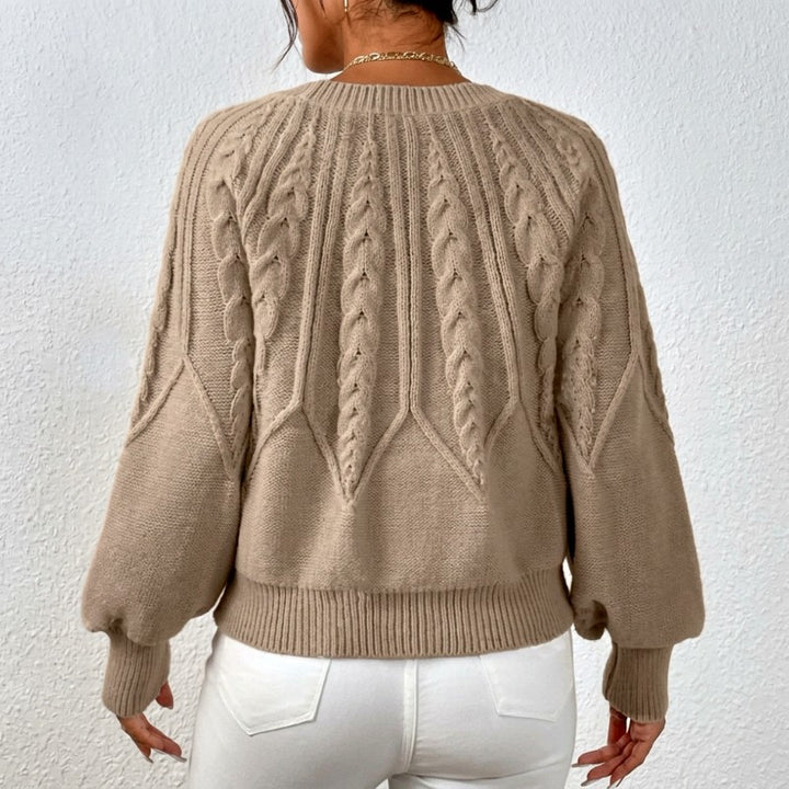 Claire - Women's Cable Knit Crew Neck Sweater 14