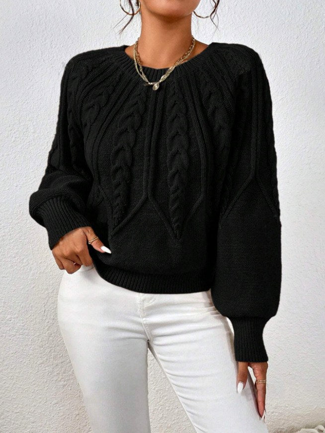 Claire - Women's Cable Knit Crew Neck Sweater 2
