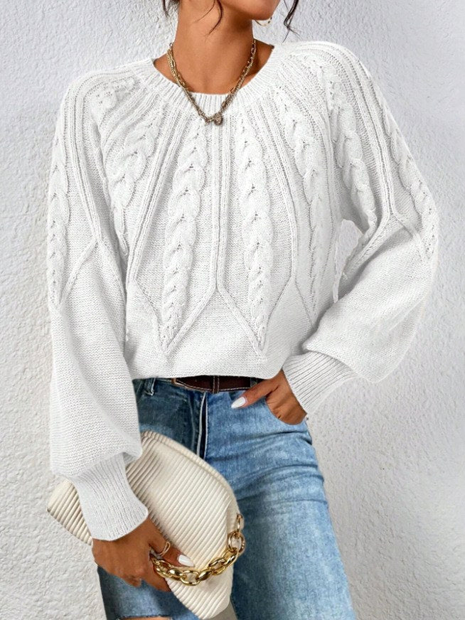 Claire - Women's Cable Knit Crew Neck Sweater 3