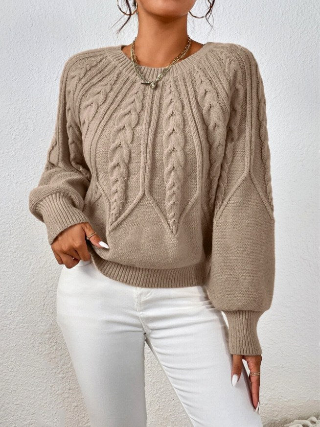 Claire - Women's Cable Knit Crew Neck Sweater 5