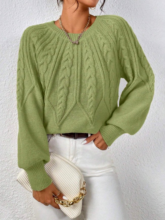 Claire - Women's Cable Knit Crew Neck Sweater 6