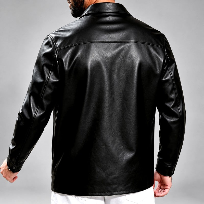 Claude - Men's Faux Leather Button-Front Jacket 5