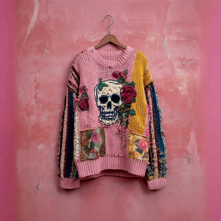 Claudine - Women's Patchwork Graphic Knit Sweater 1