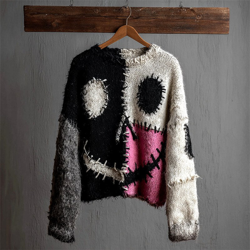 Claudine - Women's Patchwork Graphic Knit Sweater 4