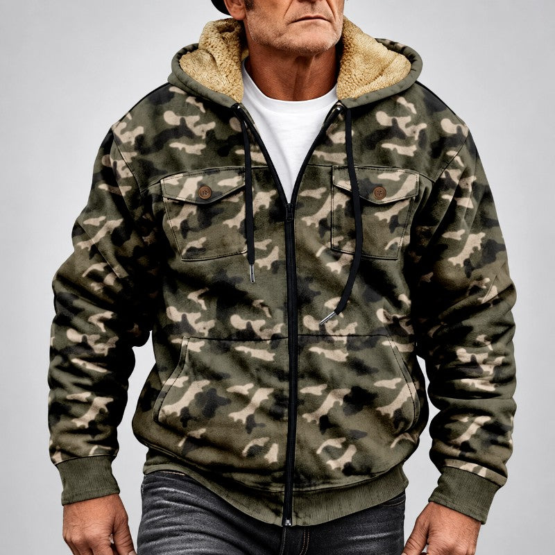 Clay - Men's Camo Sherpa-Lined Hooded Zip Jacket 2