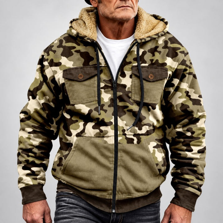 Clay - Men's Camo Sherpa-Lined Hooded Zip Jacket 3