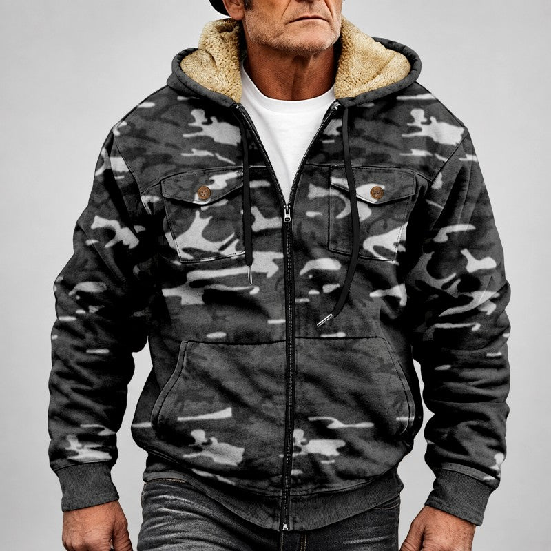 Clay - Men's Camo Sherpa-Lined Hooded Zip Jacket 4