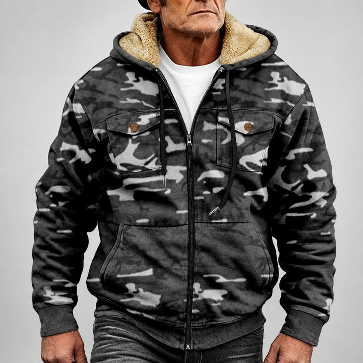 Clay - Men's Camo Sherpa-Lined Hooded Zip Jacket 4