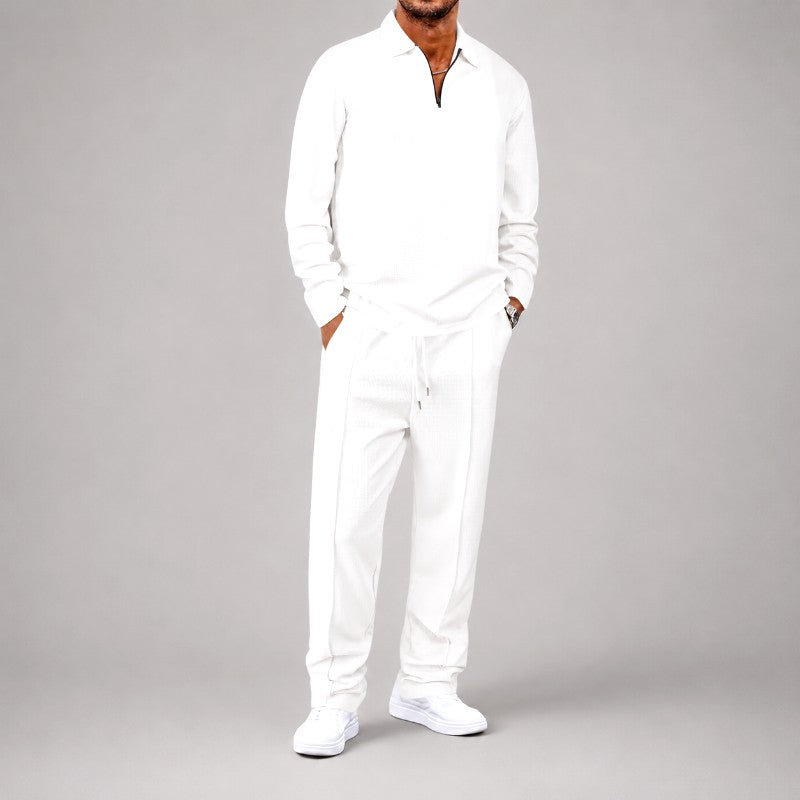 Clayton - Men's Textured Quarter-Zip Shirt and Pants Set 2