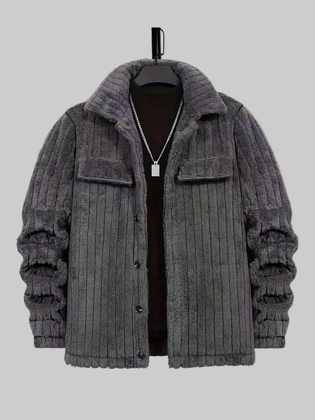 Conrad - Men's Quilted Lapel Jacket with Faux-Fur Collar