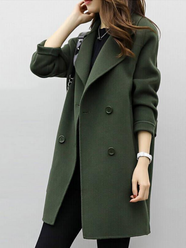 Cordelia - Women's Double-Breasted Coat with Oversized Notch Lapels
