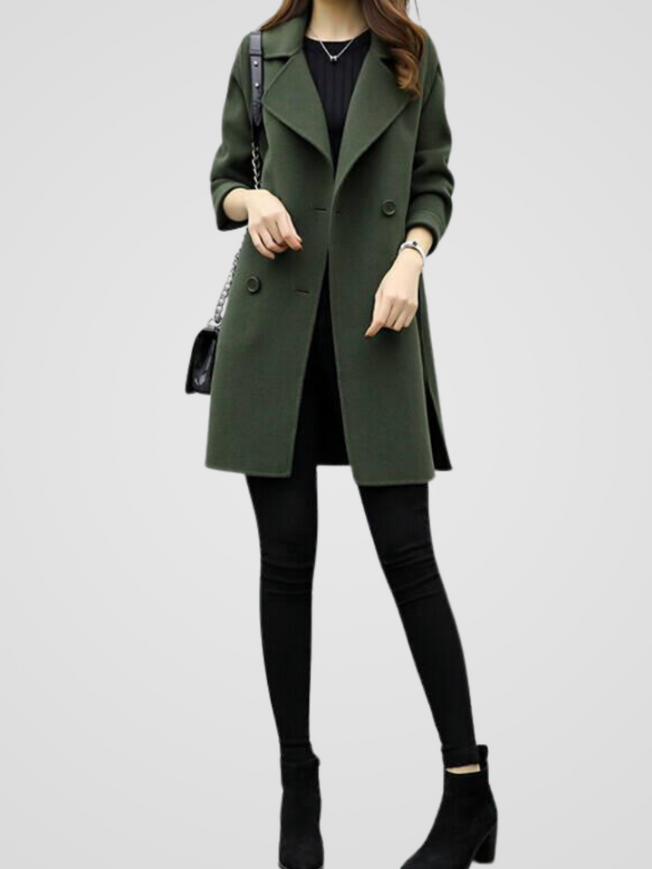 Cordelia - Women's Double-Breasted Coat with Oversized Notch Lapels