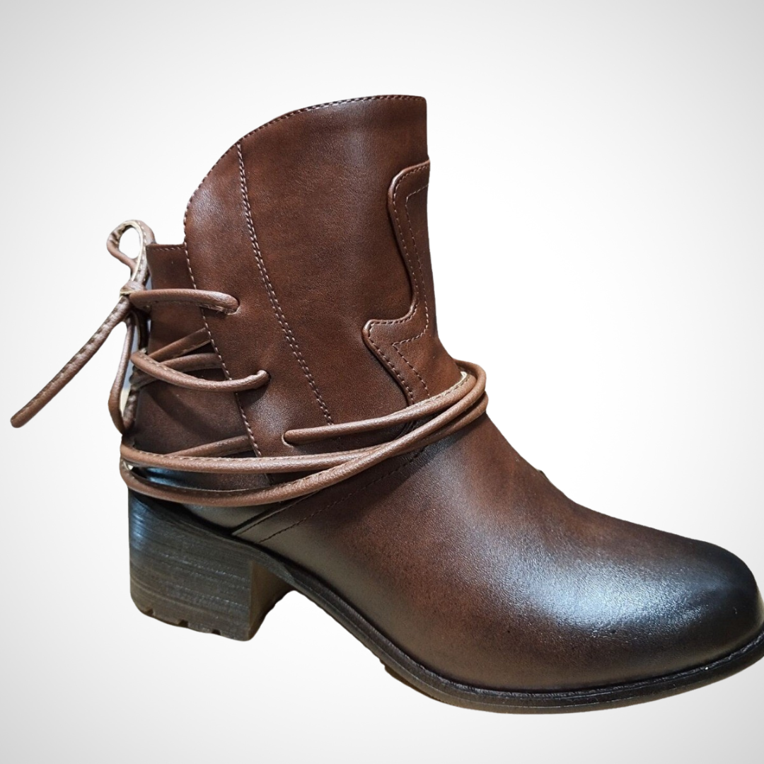 Cordelia - Women's Lace-Up Block Heel Ankle Boots