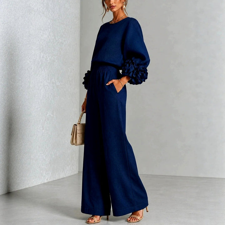 Cosima - Women's Balloon Sleeve Wide Leg Matching Set 3