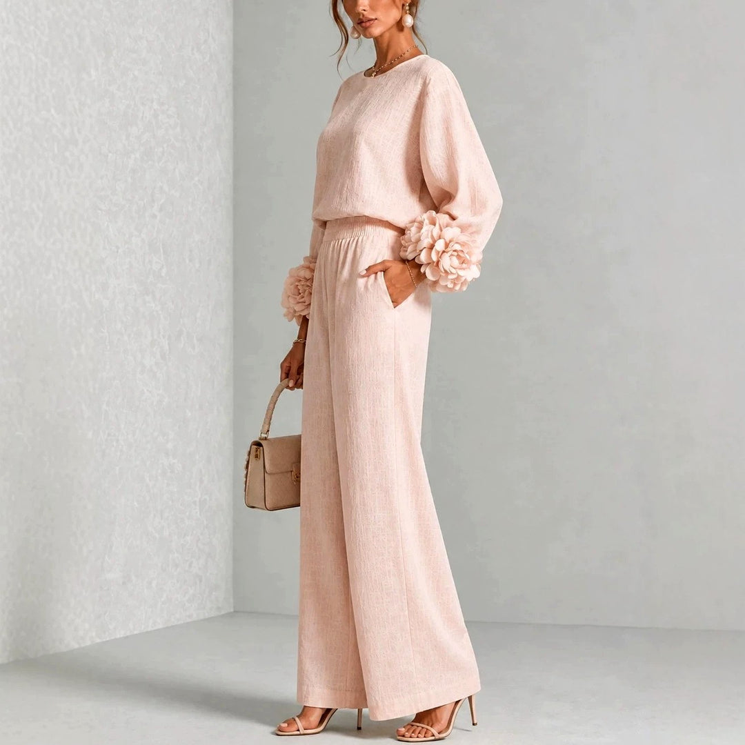 Cosima - Women's Balloon Sleeve Wide Leg Matching Set 4