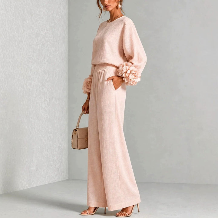 Cosima - Women's Balloon Sleeve Wide Leg Matching Set 4