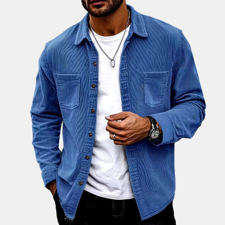 Craig - Men's Corduroy Button-Down Long Sleeve Fall Shirt 3