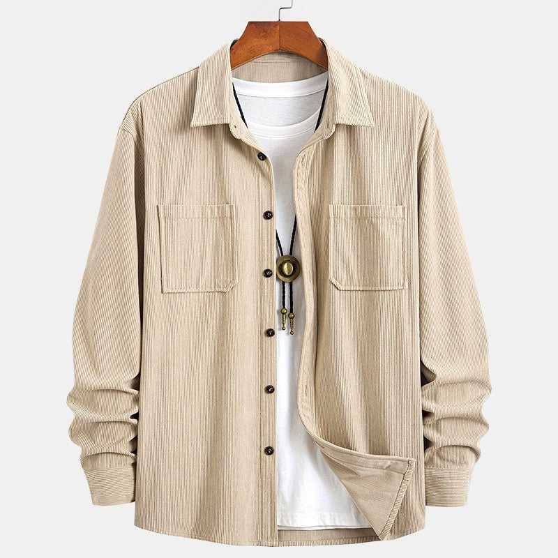 Craig - Men's Corduroy Button-Down Long Sleeve Fall Shirt 5