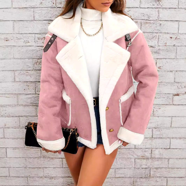 Cressida - Women's Faux Suede Shearling Lapel Jacket 1