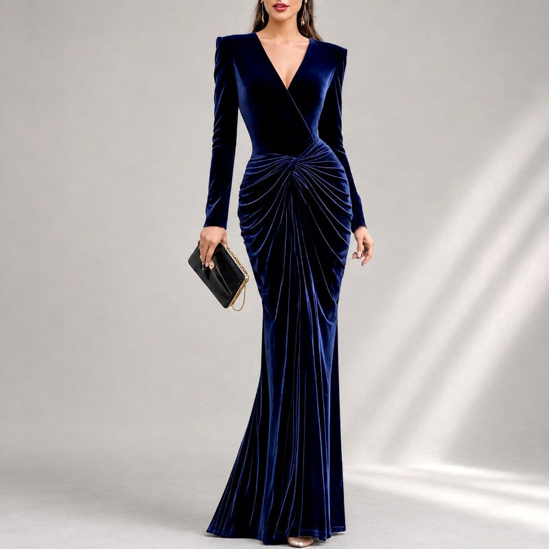 Daisy - Women's V-Neck Slim Fit Mermaid Evening Dress 4