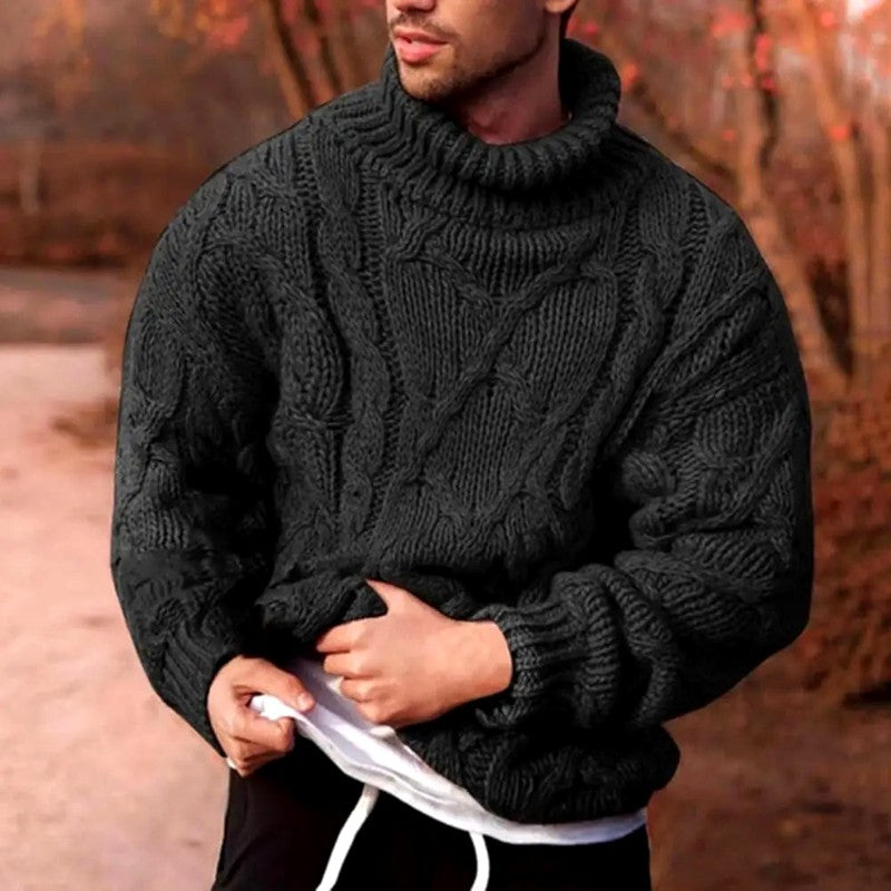 Dakota - Men's Cable Turtleneck Oversized Sweater 2
