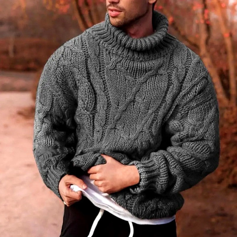 Dakota - Men's Cable Turtleneck Oversized Sweater 3