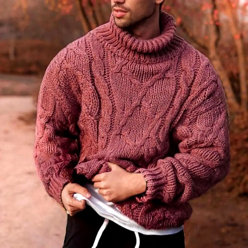 Dakota - Men's Cable Turtleneck Oversized Sweater 4