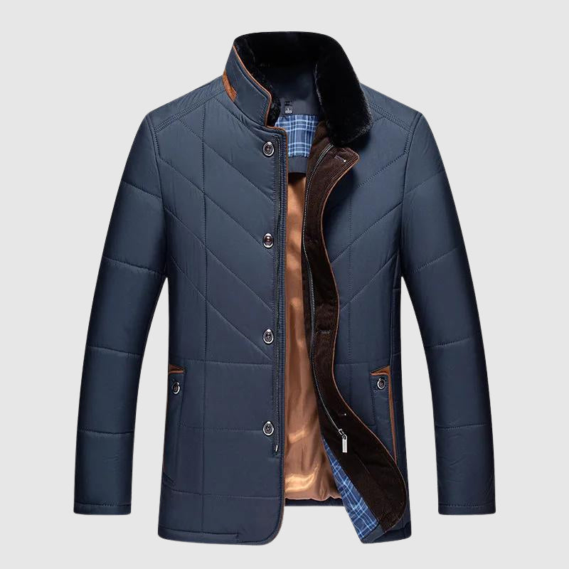 Damian - Men's -Quilted Puffer Jacket with Faux-Fur Collar