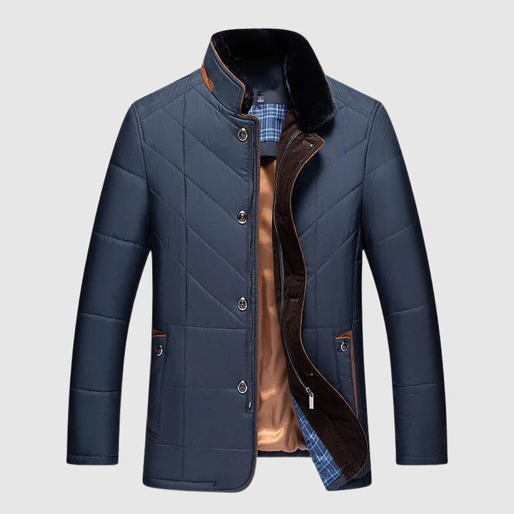 Damian - Men's -Quilted Puffer Jacket with Faux-Fur Collar