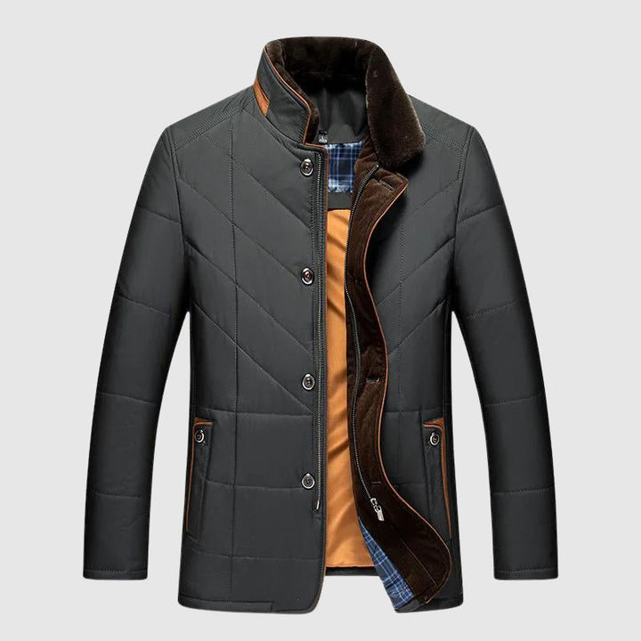 Damian - Men's -Quilted Puffer Jacket with Faux-Fur Collar