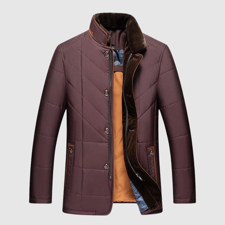 Damian - Men's -Quilted Puffer Jacket with Faux-Fur Collar