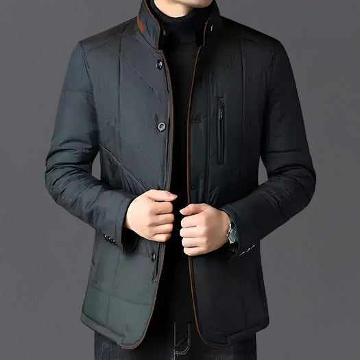 Damian - Men's -Quilted Puffer Jacket with Faux-Fur Collar
