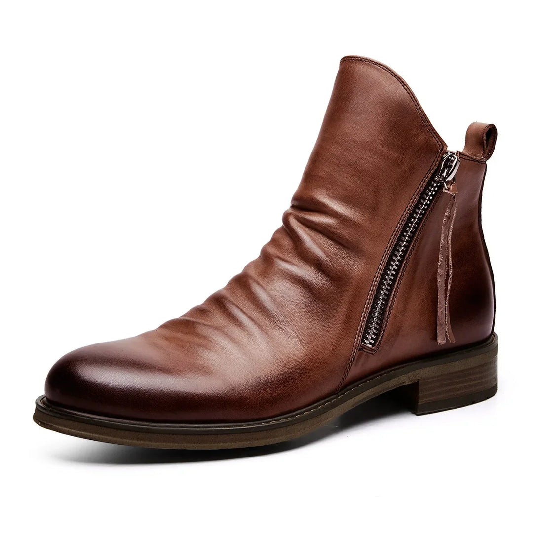 Damian - Men's Side-Zip Leather Chelsea Boots