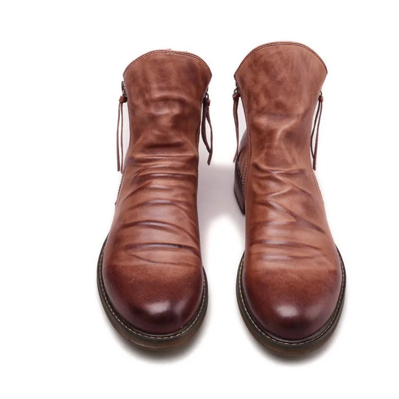 Damian - Men's Side-Zip Leather Chelsea Boots