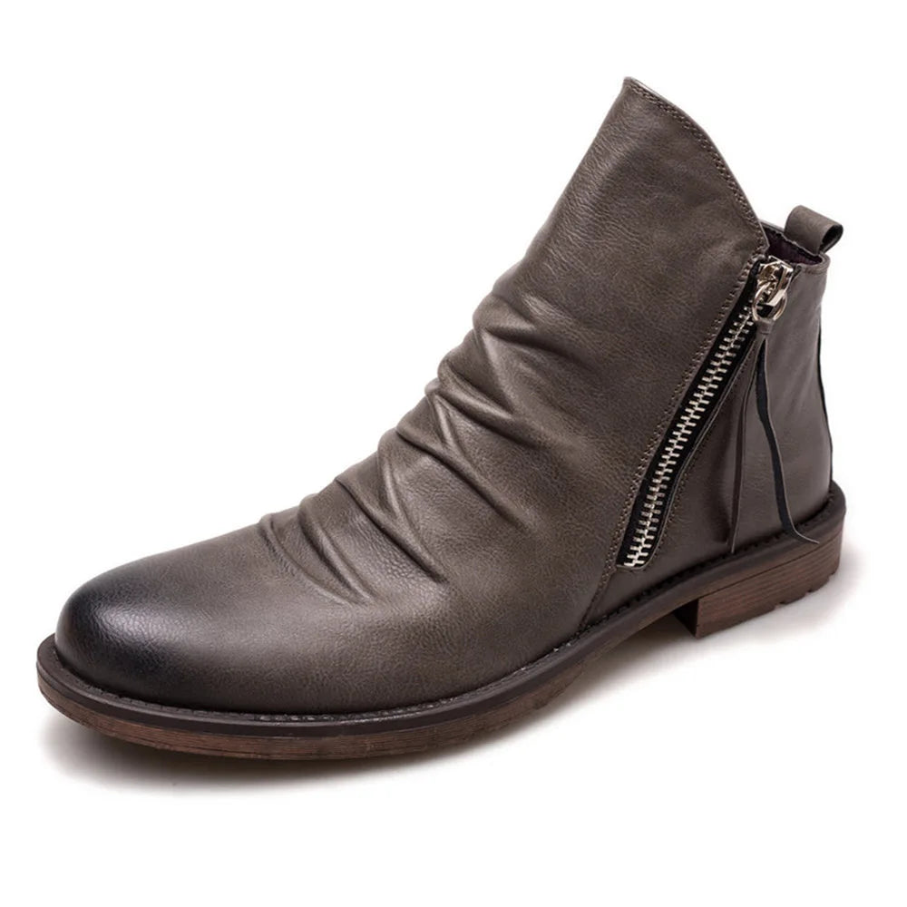Damian - Men's Side-Zip Leather Chelsea Boots